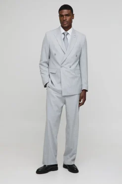 Veste de costume surdimensionnée à rayures fines et double boutonnage