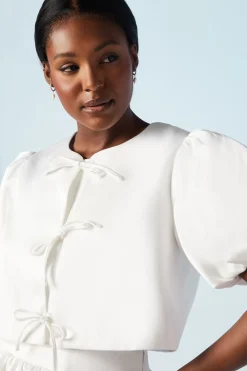 Veste de Mariée à Manches Bouffantes avec Détails Nœuds