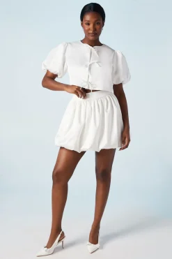 Veste de Mariée à Manches Bouffantes avec Détails Nœuds