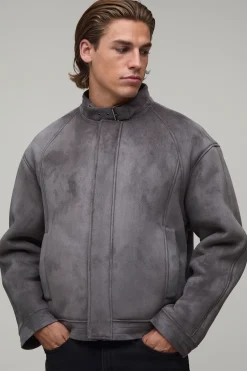 Veste De Motard Ajustement Regular En Synthétique Avec Col À Boucle