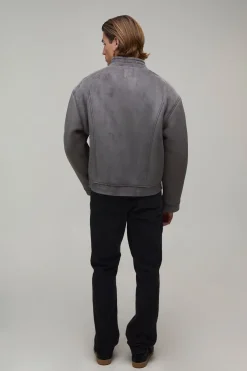 Veste De Motard Ajustement Regular En Synthétique Avec Col À Boucle