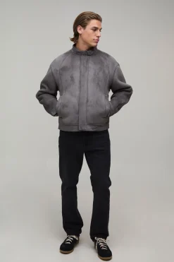 Veste De Motard Ajustement Regular En Synthétique Avec Col À Boucle