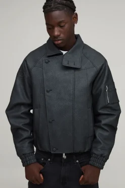 Veste De Motard À Col Cheminée Coupe Ample Avec Logo Man Embossé