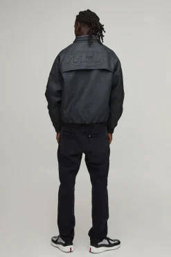 Veste De Motard À Col Cheminée Coupe Ample Avec Logo Man Embossé