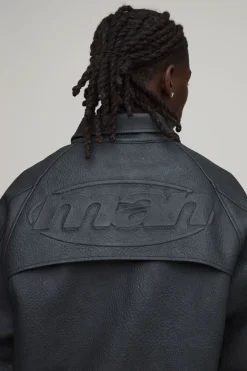 Veste De Motard À Col Cheminée Coupe Ample Avec Logo Man Embossé