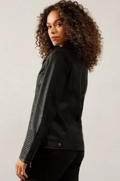 Veste de Motard en synthétique Noir