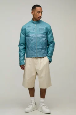 boohooMAN Veste De Motard Homme Coupe Regular En Synthétiquecuir Style Racing<Homme Manteaux Et Vestes