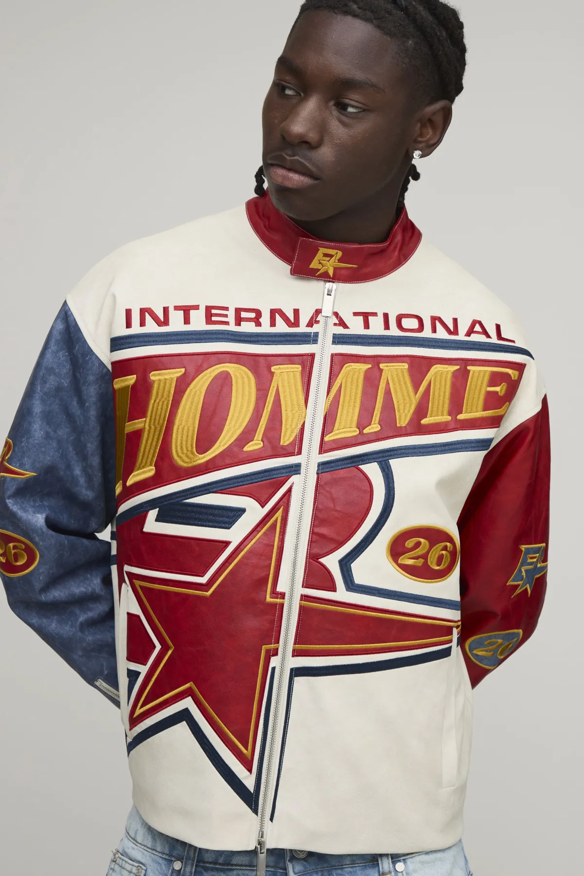 boohooMAN Veste De Motard Homme En SYNTHÉTIQUE Lavé À L'huile Coupe Ample<Homme Manteaux Et Vestes