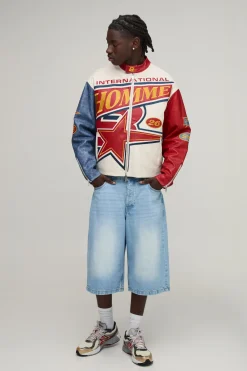 boohooMAN Veste De Motard Homme En SYNTHÉTIQUE Lavé À L'huile Coupe Ample<Homme Manteaux Et Vestes