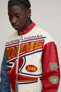 boohooMAN Veste De Motard Homme En SYNTHÉTIQUE Lavé À L'huile Coupe Ample<Homme Manteaux Et Vestes