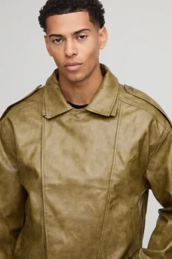Veste de motard oversize à double col