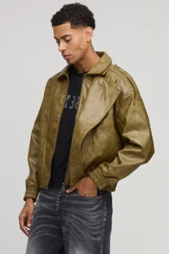 Veste de motard oversize à double col