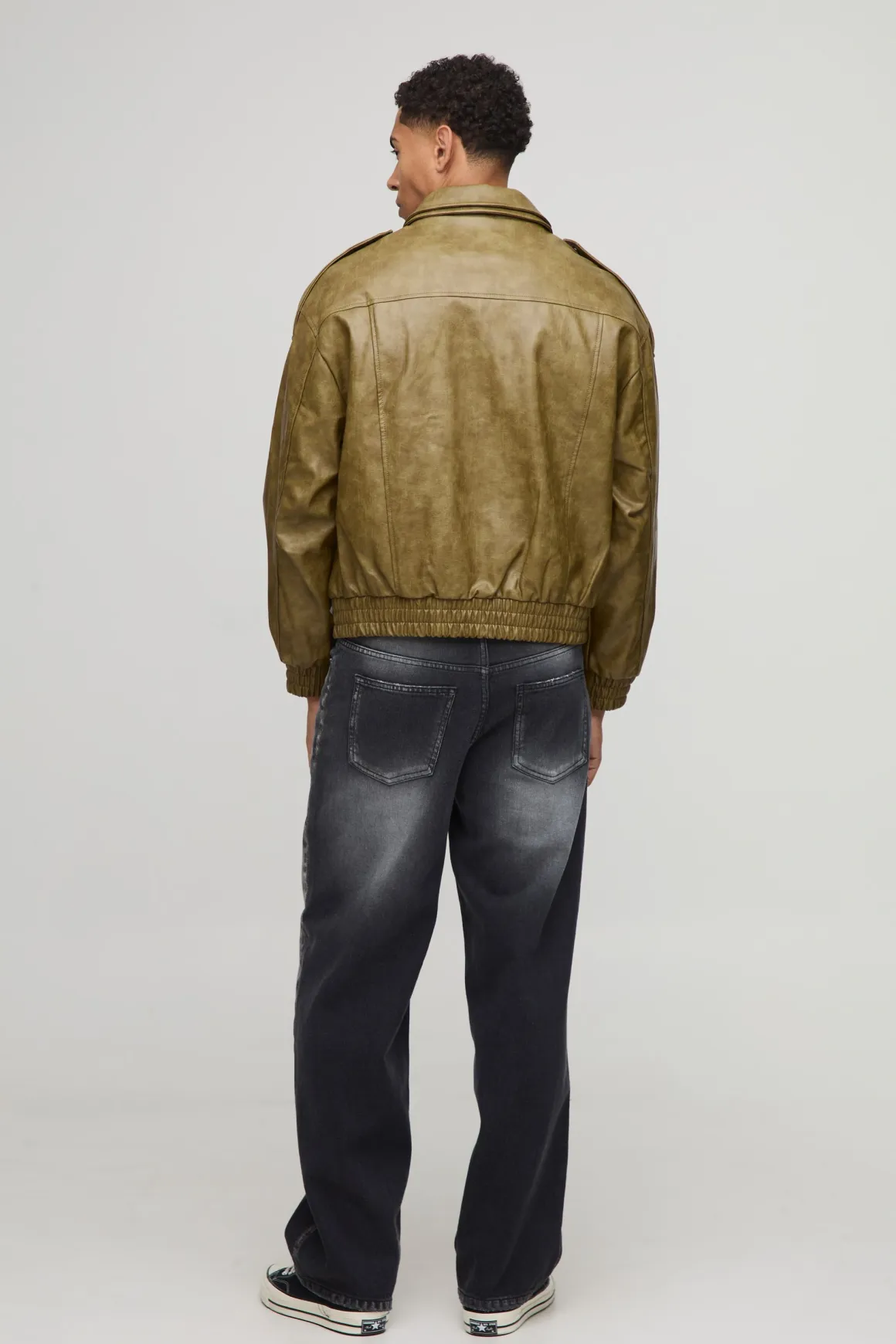 Veste de motard oversize à double col