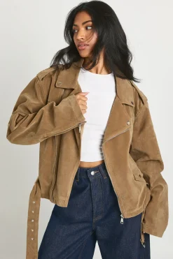 Veste de motard oversize effet suédé