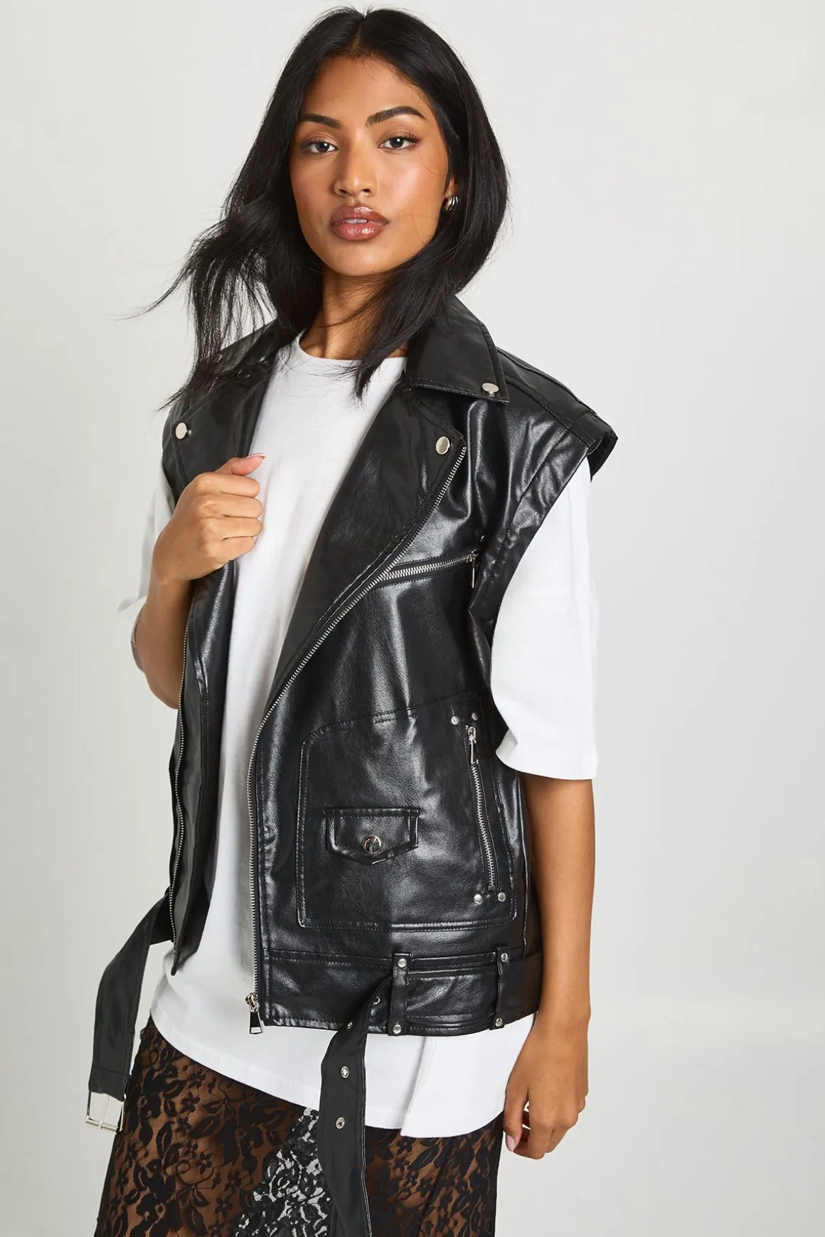 Veste de motard oversize 2-en-1