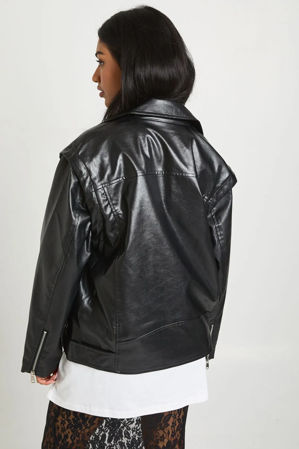 Veste de motard oversize 2-en-1