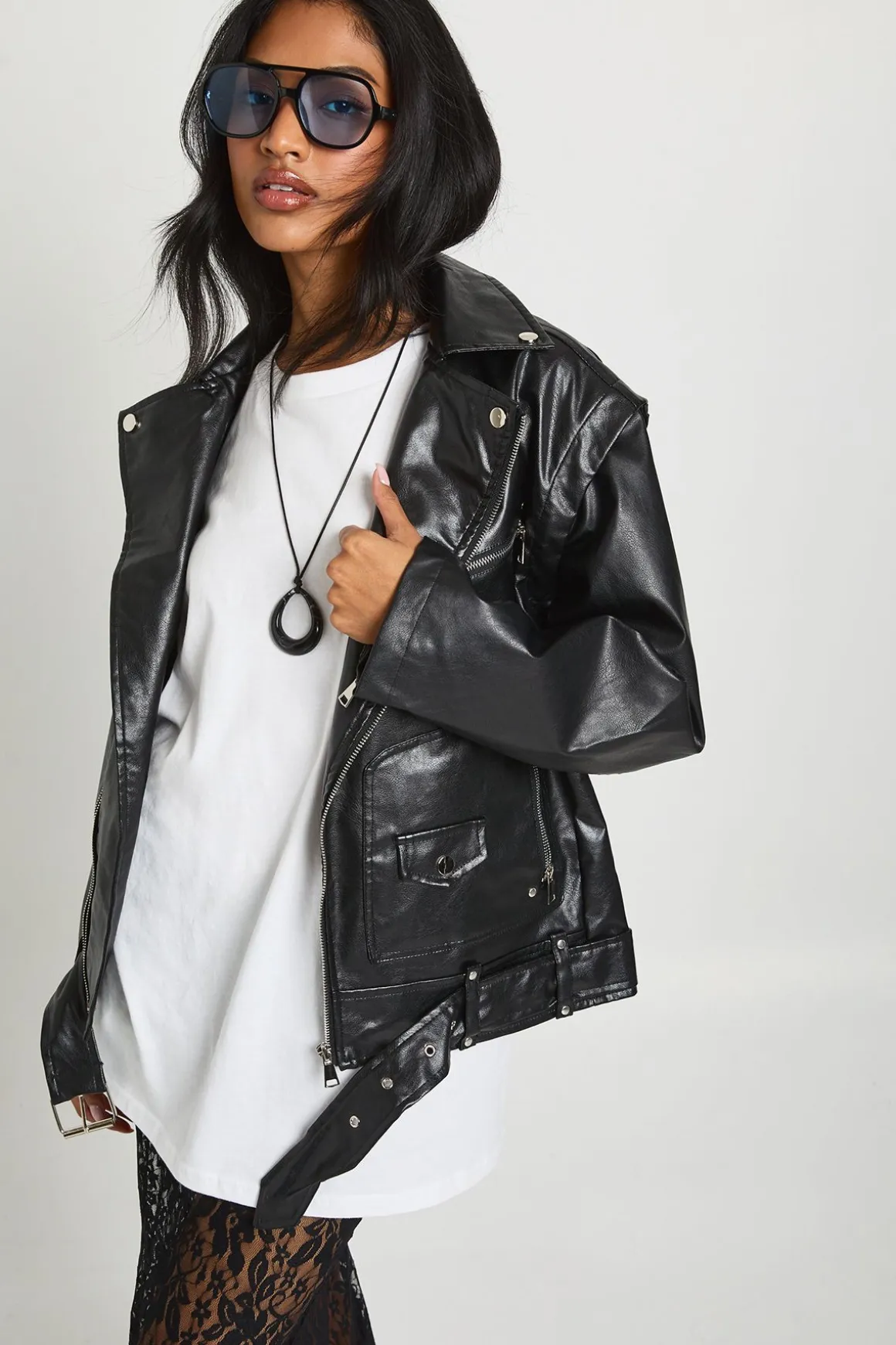 Veste de motard oversize 2-en-1