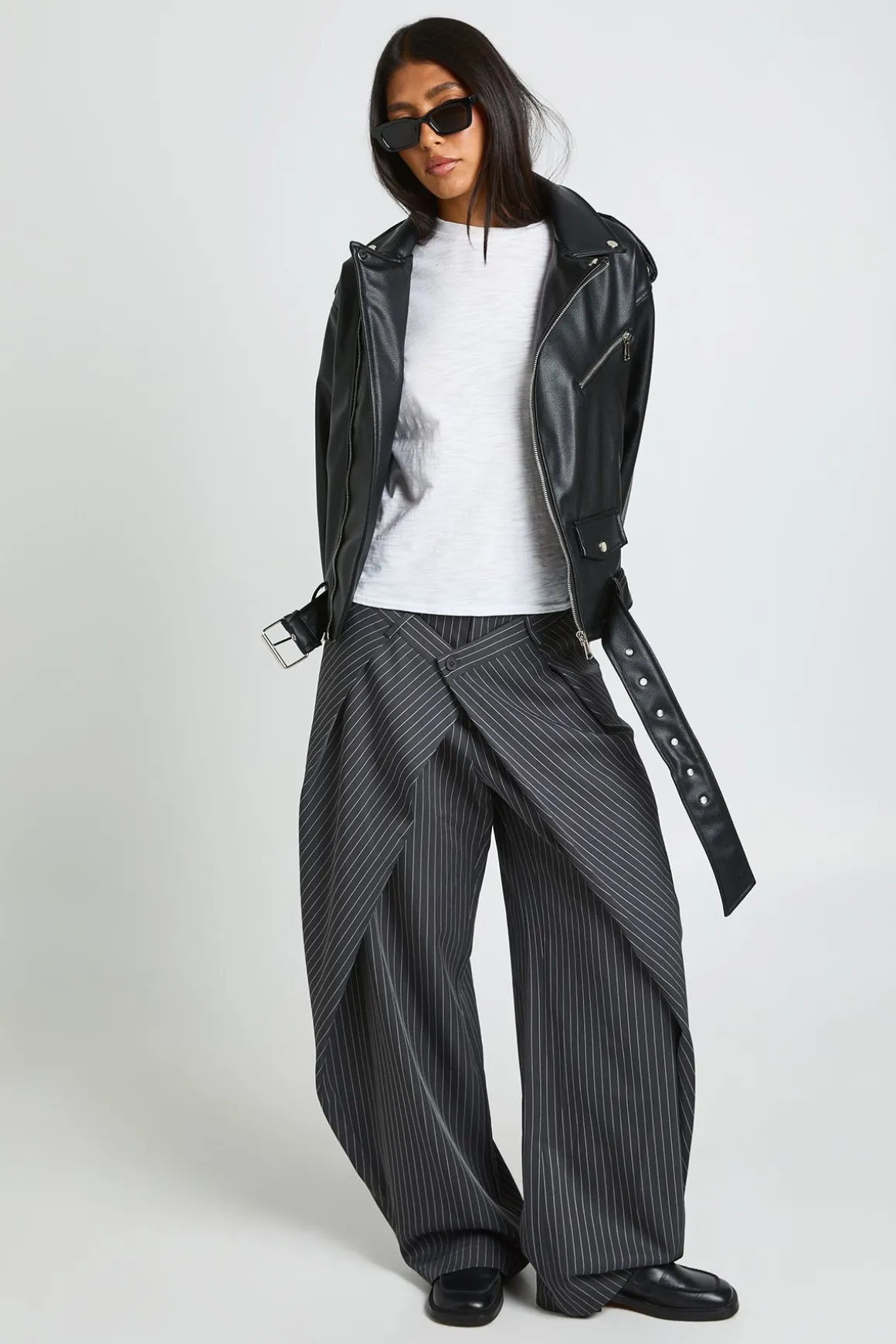Veste De Motard Oversize Grande Taille En Synthétiquecuir