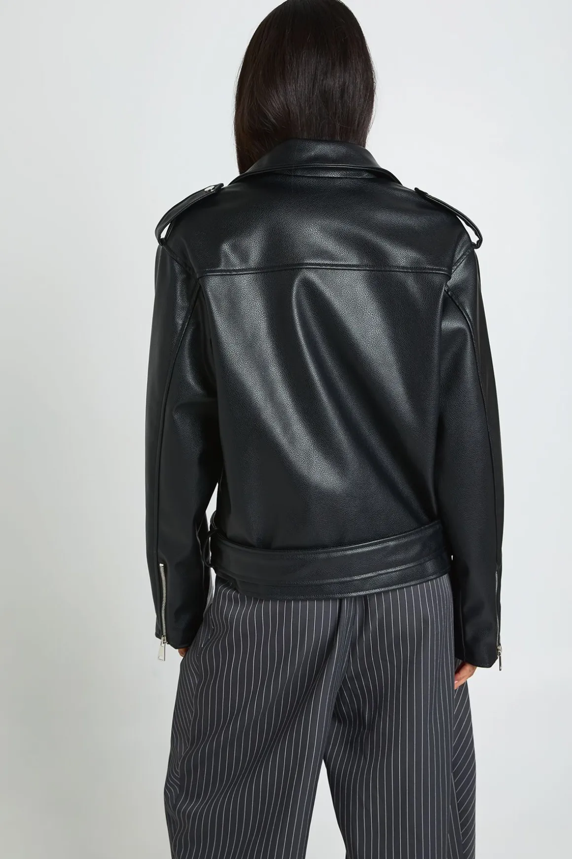 Veste De Motard Oversize Grande Taille En Synthétiquecuir