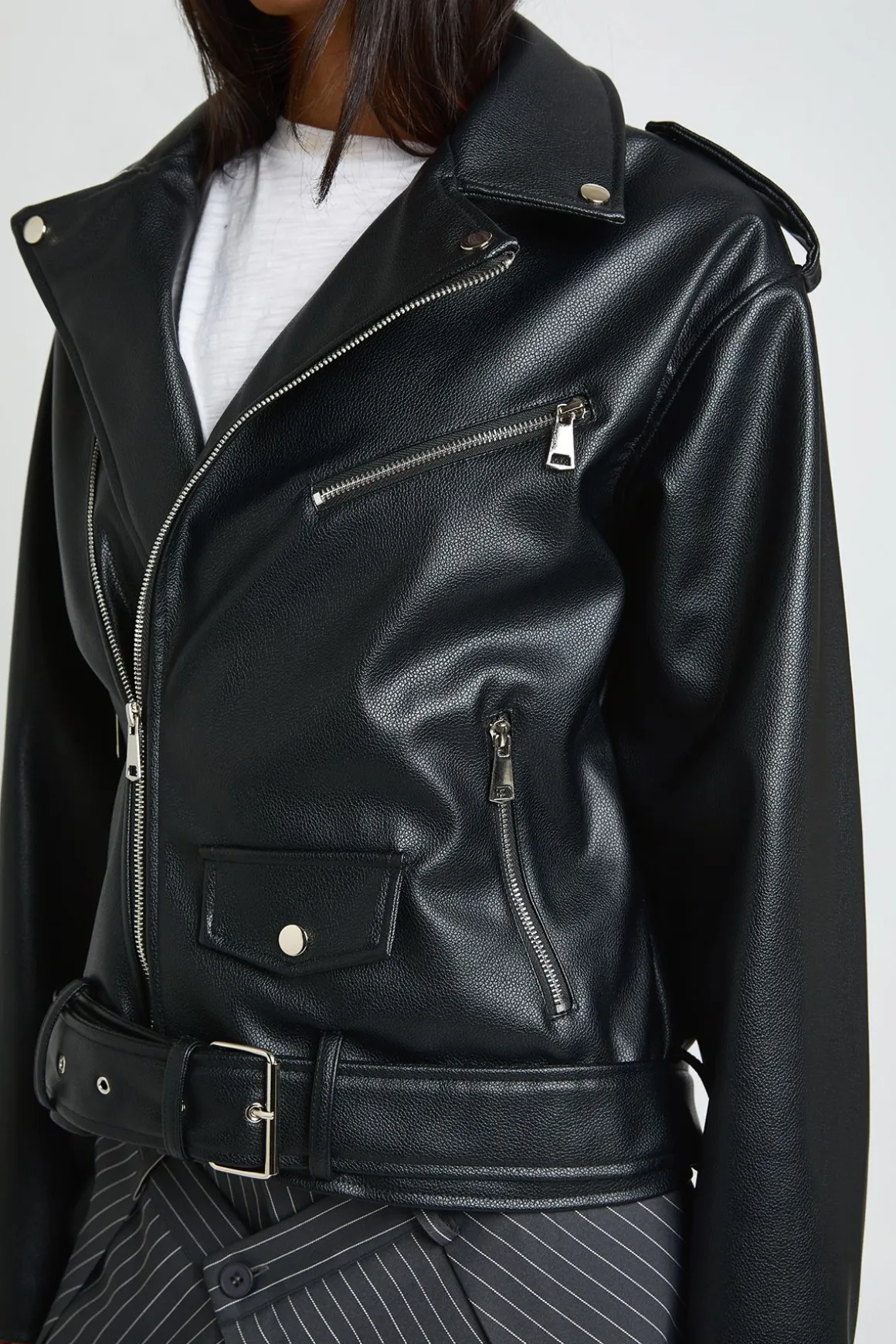 Veste De Motard Oversize Grande Taille En Synthétiquecuir