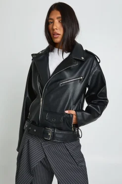 Veste De Motard Oversize Grande Taille En Synthétiquecuir