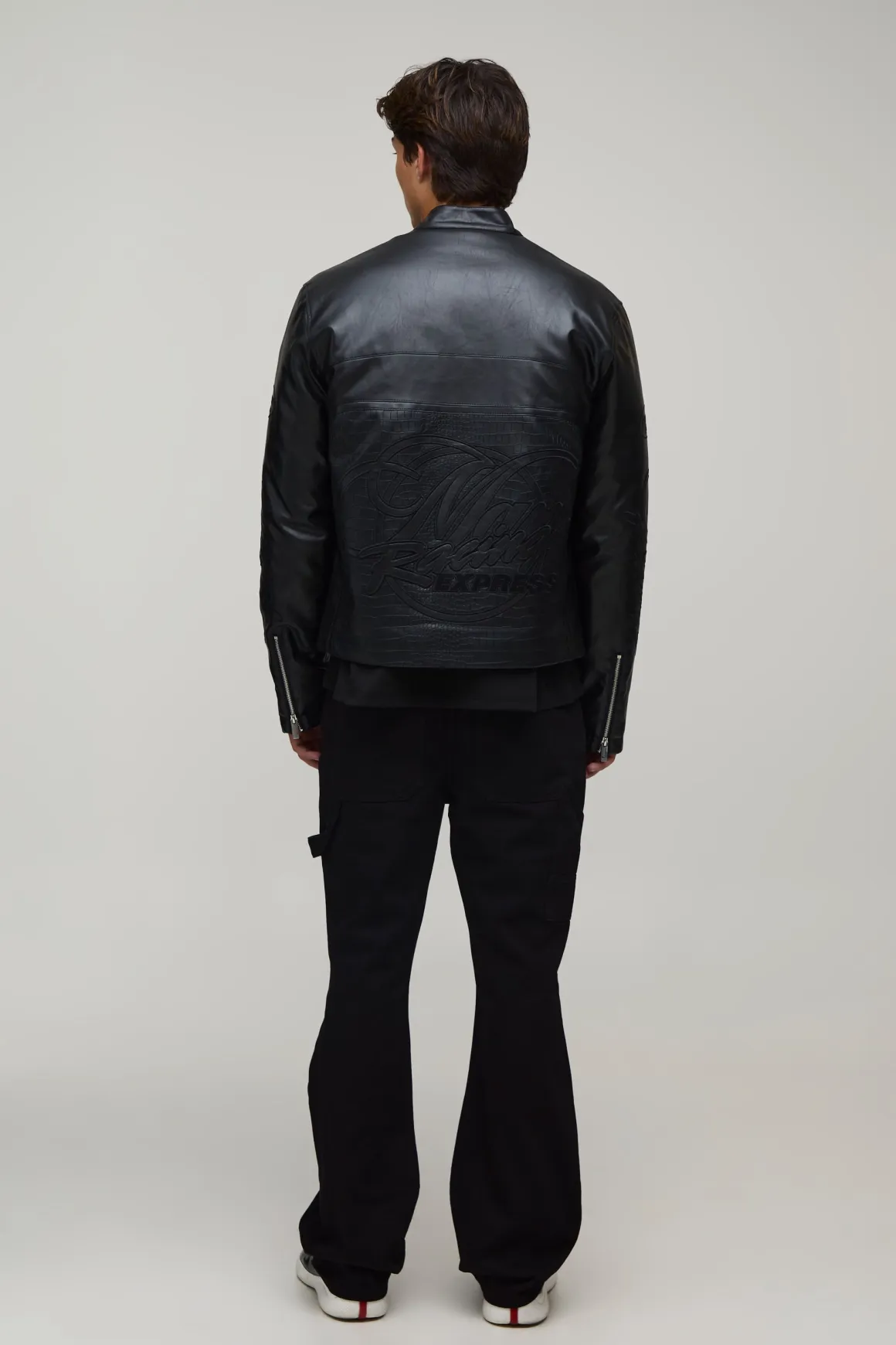 Veste De Motard Racing Homme Coupe Regular En Synthétiquecuir
