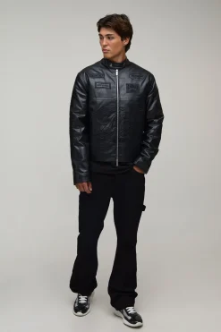 Veste De Motard Racing Homme Coupe Regular En Synthétiquecuir