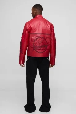 Veste de motard Racing synthétique pour homme en coupe régulière