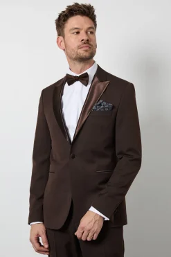 Veste De Smoking Ajustée Chocolat À Col Châle
