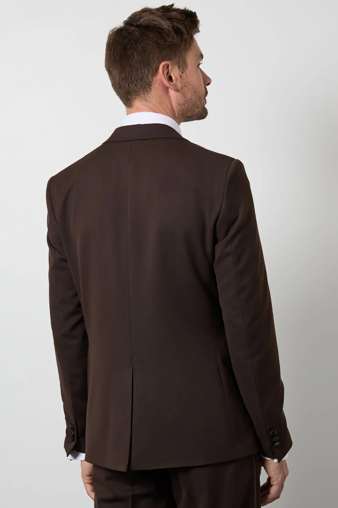 Veste De Smoking Ajustée Chocolat À Col Châle