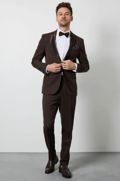 Veste De Smoking Ajustée Chocolat À Col Châle