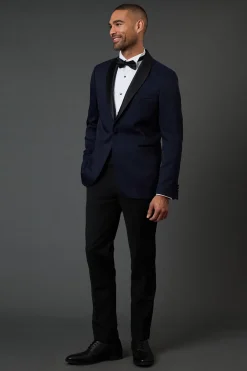 Burton Veste de Smoking Ajustée à Col Châle Jacquard Marine<Homme Costumes Et Tenues Formelles
