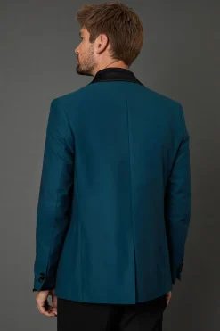 Veste de Smoking Ajustée Col Châle Sarcelle
