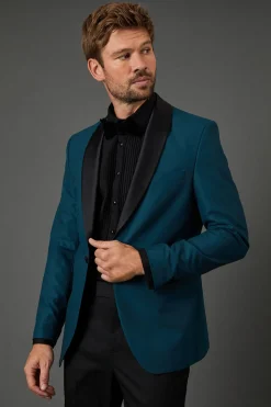 Veste de Smoking Ajustée Col Châle Sarcelle