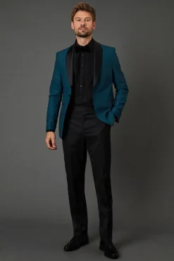 Veste de Smoking Ajustée Col Châle Sarcelle
