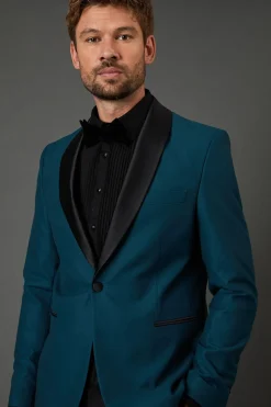 Veste de Smoking Ajustée Col Châle Sarcelle