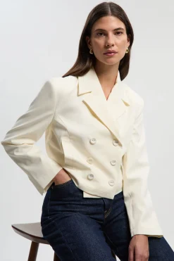 Veste de Smoking Ajustée Croisée Sur Mesure