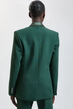 Veste De Smoking Ajustée En Mélange Stretch Et Satin Compact