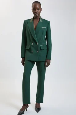 Veste De Smoking Ajustée En Mélange Stretch Et Satin Compact