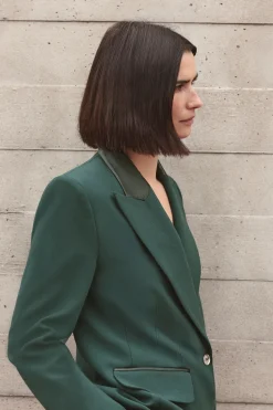 Veste De Smoking Ajustée En Mélange Stretch Et Satin Compact