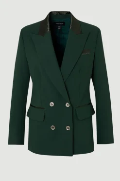 Veste De Smoking Ajustée En Mélange Stretch Et Satin Compact