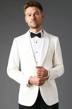 Veste de Smoking Blanche Ajustée Col Châle