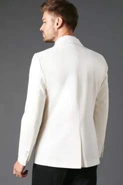 Veste de Smoking Blanche Ajustée Col Châle