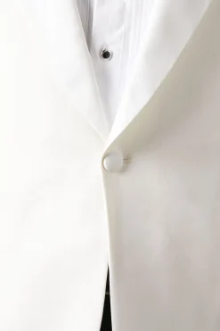 Veste de Smoking Blanche Ajustée Col Châle