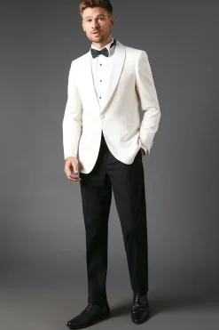 Veste de Smoking Blanche Ajustée Col Châle