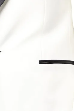 Veste de Smoking Blanche Coupe Ajustée Col Cranté