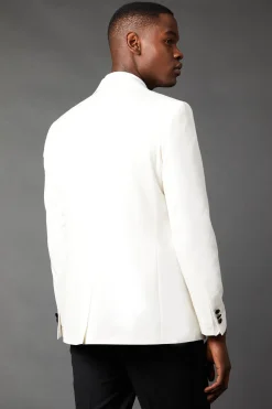 Veste de Smoking Blanche Coupe Ajustée Col Cranté