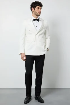 Veste de Smoking Blanche à Double Boutonnage