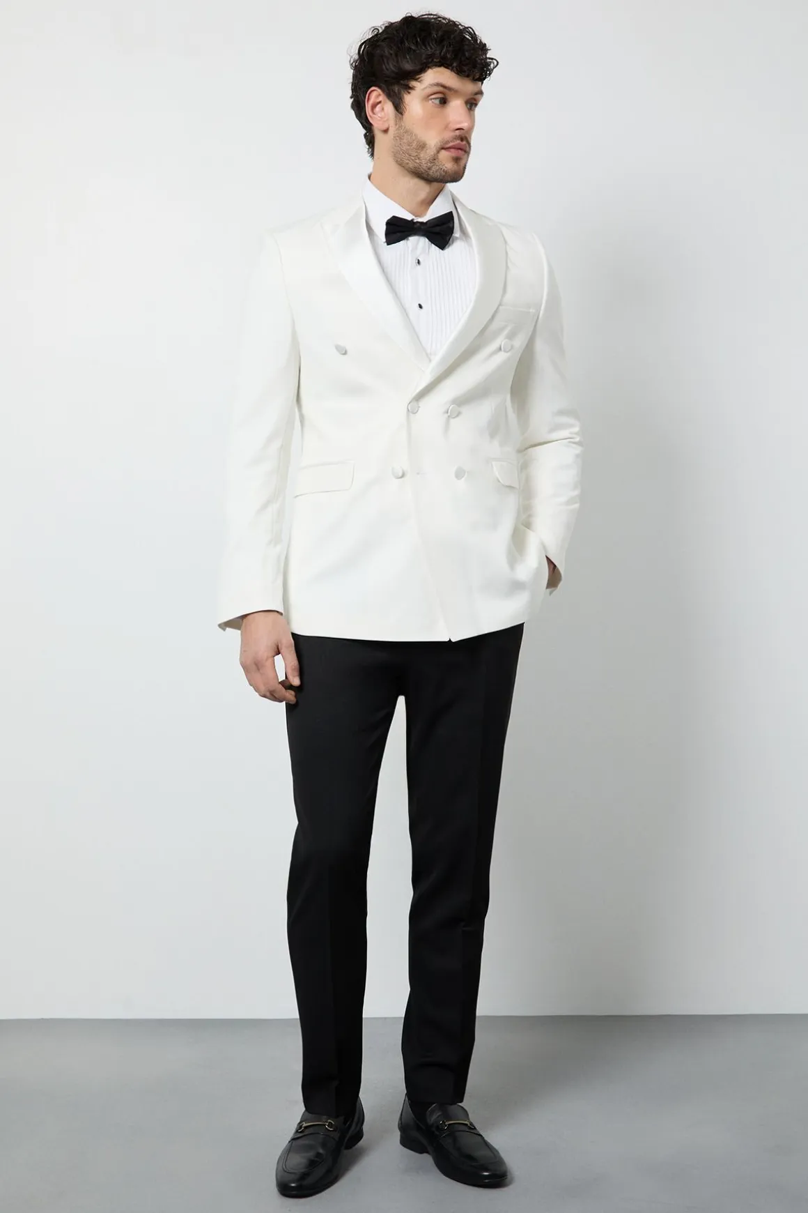 Veste de Smoking Blanche à Double Boutonnage