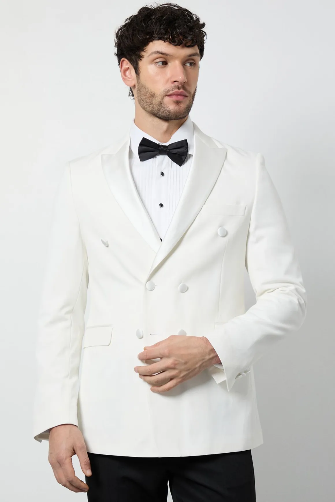 Veste de Smoking Blanche à Double Boutonnage